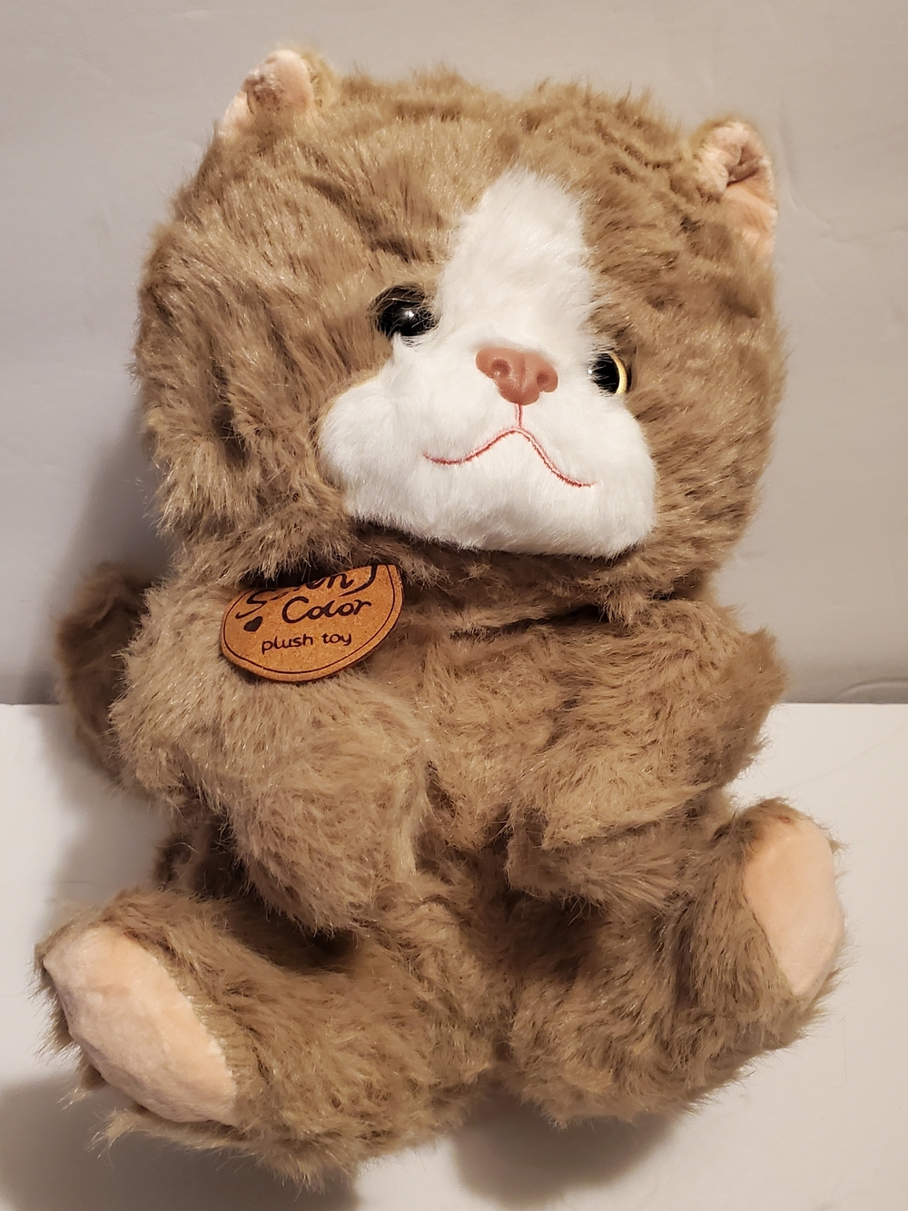Seven Color Medium Brown White Tabby Cat Stuffed Animal Plush Toy, 14-24 in